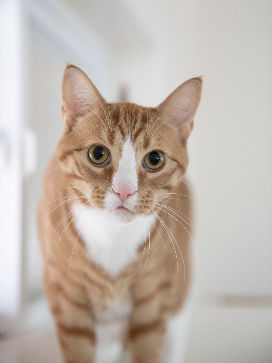 Foster cat relaxing safely in a home