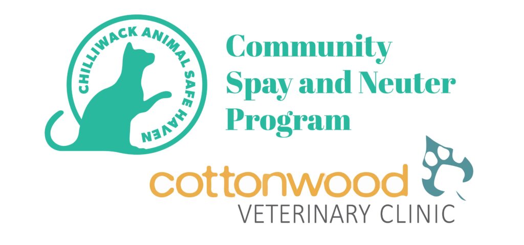 Chilliwack Animal Safe Haven and Cottonwood Veterinary Clinic Community Spay and Neuter Program banner.